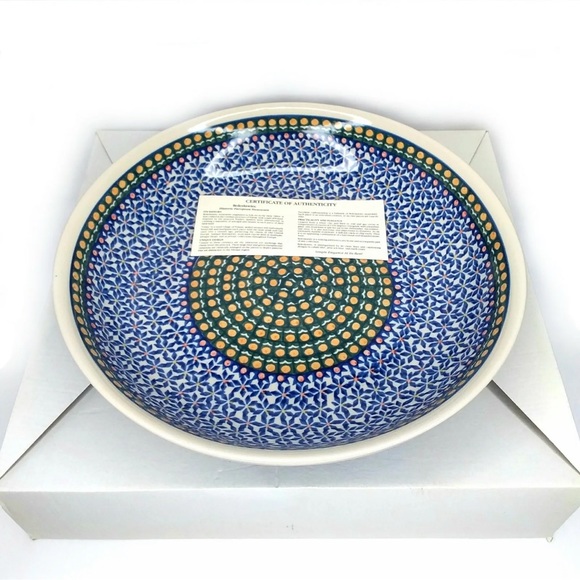 Boleslawiec Polish Pottery Serving Bowl Baking Dish Unikat Pinwheels 12.5X2.5in